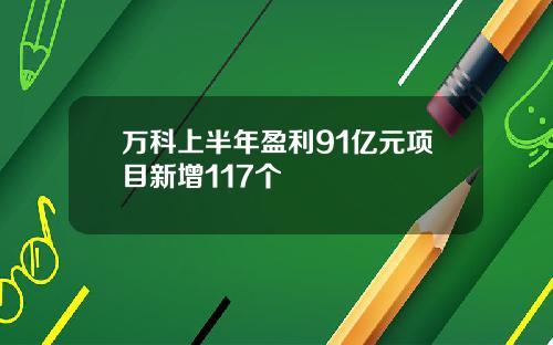 万科上半年盈利91亿元项目新增117个