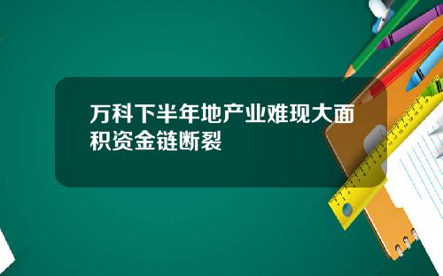 万科下半年地产业难现大面积资金链断裂