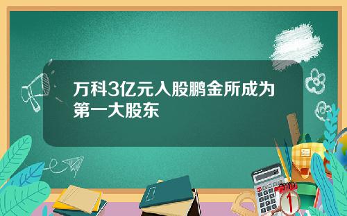 万科3亿元入股鹏金所成为第一大股东