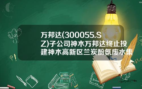 万邦达(300055.SZ)子公司神木万邦达终止投建神木高新区兰炭酚氨废水集中处理项目-江苏万邦达环保股份公司