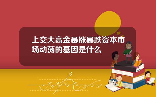 上交大高金暴涨暴跌资本市场动荡的基因是什么