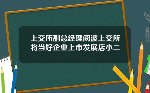 上交所副总经理阙波上交所将当好企业上市发展店小二