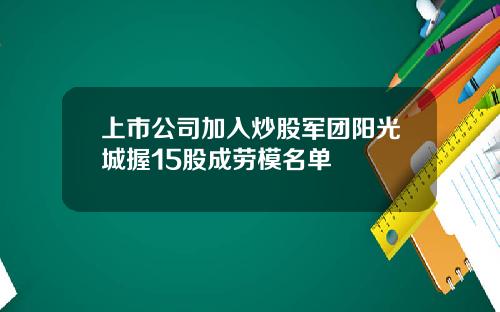 上市公司加入炒股军团阳光城握15股成劳模名单