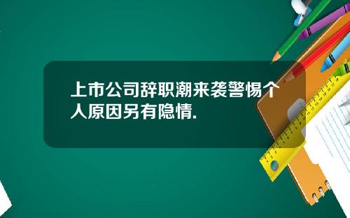 上市公司辞职潮来袭警惕个人原因另有隐情.