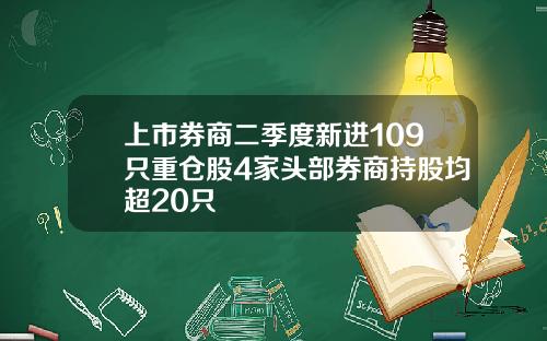 上市券商二季度新进109只重仓股4家头部券商持股均超20只