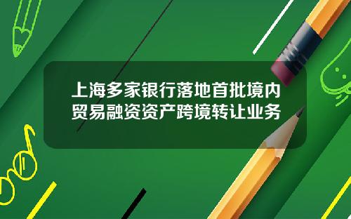 上海多家银行落地首批境内贸易融资资产跨境转让业务