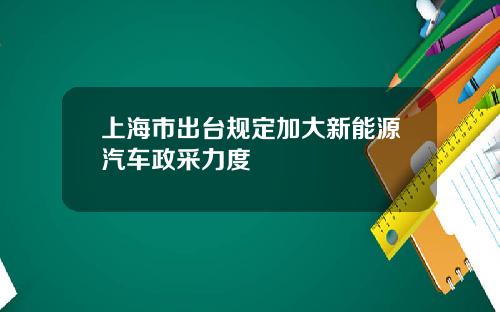 上海市出台规定加大新能源汽车政采力度