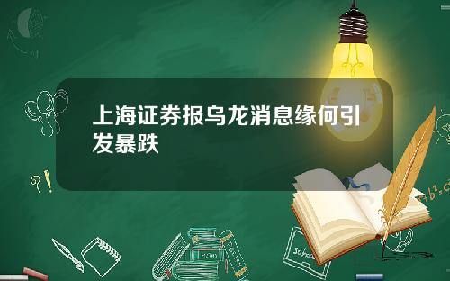 上海证券报乌龙消息缘何引发暴跌