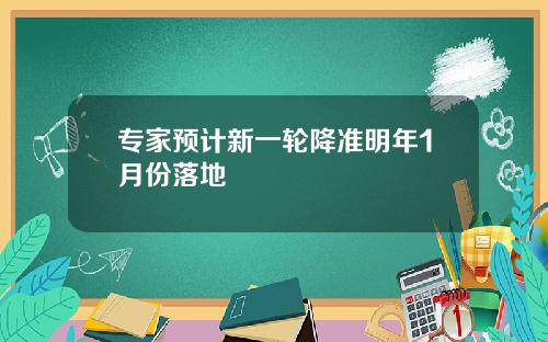 专家预计新一轮降准明年1月份落地