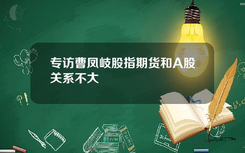 专访曹凤岐股指期货和A股关系不大