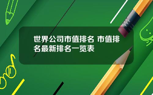 世界公司市值排名 市值排名最新排名一览表