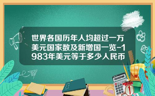 世界各国历年人均超过一万美元国家数及新增国一览-1983年美元等于多少人民币