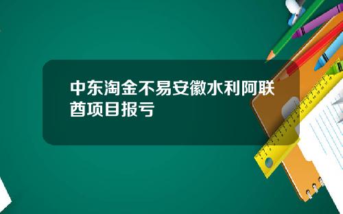 中东淘金不易安徽水利阿联酋项目报亏