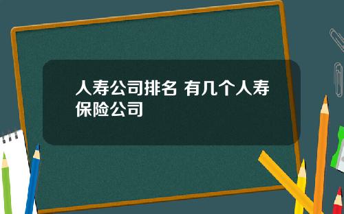 人寿公司排名 有几个人寿保险公司