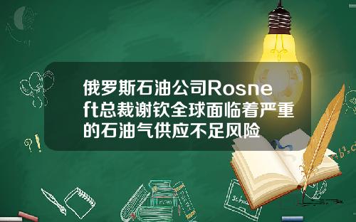 俄罗斯石油公司Rosneft总裁谢钦全球面临着严重的石油气供应不足风险