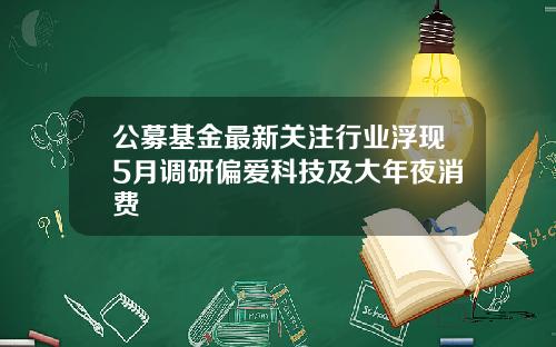 公募基金最新关注行业浮现5月调研偏爱科技及大年夜消费