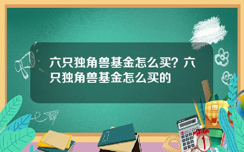 六只独角兽基金怎么买？六只独角兽基金怎么买的