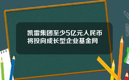 凯雷集团至少5亿元人民币将投向成长型企业基金网