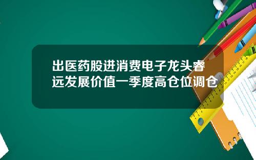 出医药股进消费电子龙头睿远发展价值一季度高仓位调仓