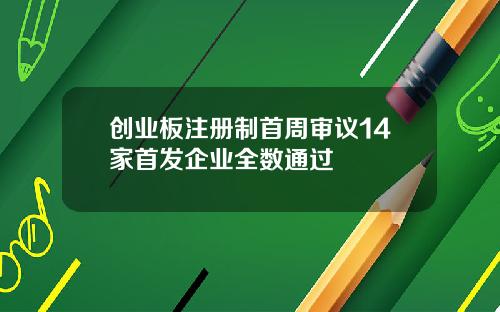 创业板注册制首周审议14家首发企业全数通过