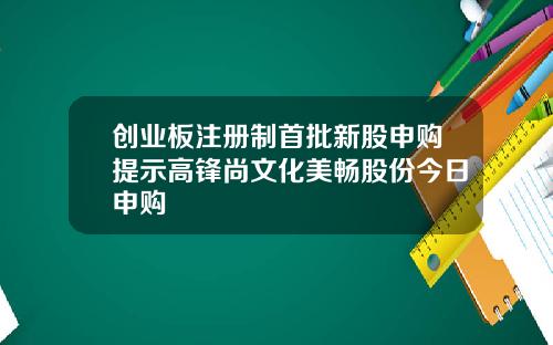 创业板注册制首批新股申购提示高锋尚文化美畅股份今日申购