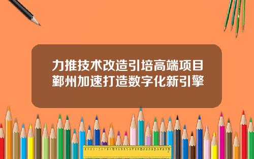 力推技术改造引培高端项目鄞州加速打造数字化新引擎