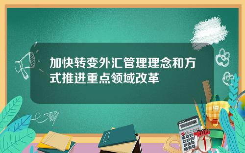 加快转变外汇管理理念和方式推进重点领域改革