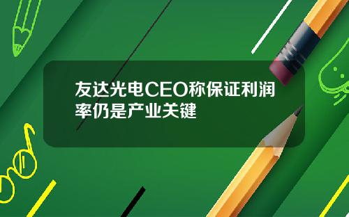 友达光电CEO称保证利润率仍是产业关键