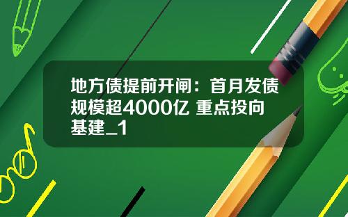 地方债提前开闸：首月发债规模超4000亿 重点投向基建_1