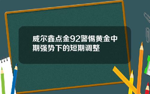 威尔鑫点金92警惕黄金中期强势下的短期调整