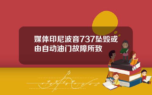 媒体印尼波音737坠毁或由自动油门故障所致