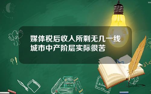 媒体税后收入所剩无几一线城市中产阶层实际很苦