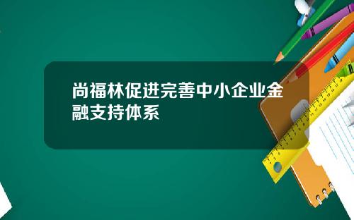 尚福林促进完善中小企业金融支持体系