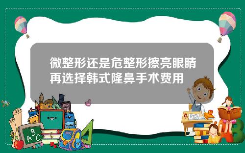 微整形还是危整形擦亮眼睛再选择韩式隆鼻手术费用