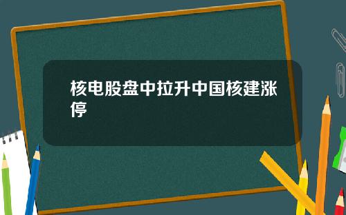 核电股盘中拉升中国核建涨停