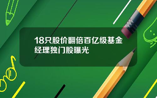 18只股价翻倍百亿级基金经理独门股曝光