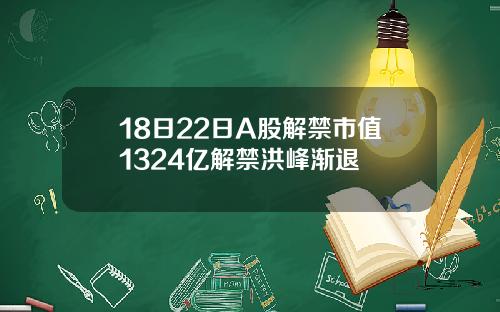 18日22日A股解禁市值1324亿解禁洪峰渐退