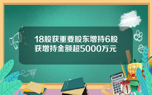 18股获重要股东增持6股获增持金额超5000万元