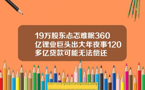 19万股东忐忑难眠360亿锂业巨头出大年夜事120多亿贷款可能无法偿还