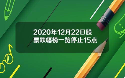 2020年12月22日股票跌幅榜一览停止15点