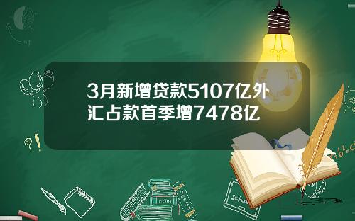 3月新增贷款5107亿外汇占款首季增7478亿