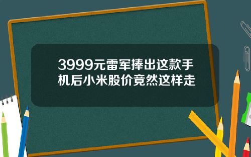 3999元雷军捧出这款手机后小米股价竟然这样走