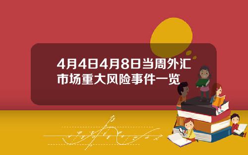 4月4日4月8日当周外汇市场重大风险事件一览