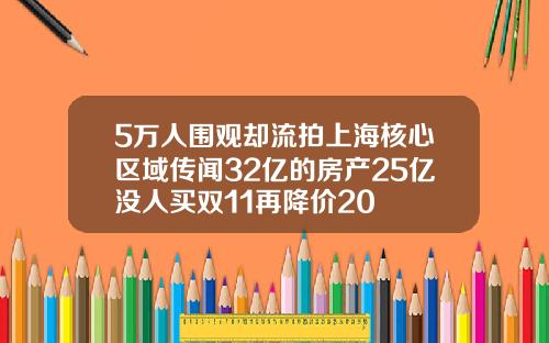 5万人围观却流拍上海核心区域传闻32亿的房产25亿没人买双11再降价20