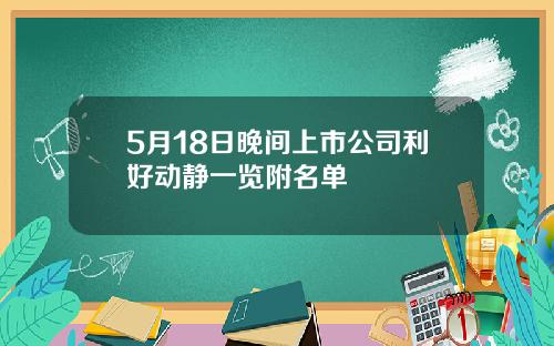 5月18日晚间上市公司利好动静一览附名单