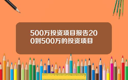 500万投资项目报告200到500万的投资项目