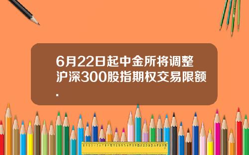 6月22日起中金所将调整沪深300股指期权交易限额.