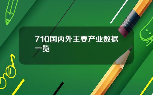 710国内外主要产业数据一览