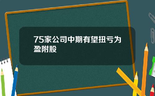 75家公司中期有望扭亏为盈附股