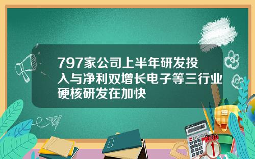 797家公司上半年研发投入与净利双增长电子等三行业硬核研发在加快